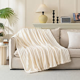 Cozy Plush Throw Blanket Fuzzy Bubble Blanket for Sofa Bedroom Living Room Beige