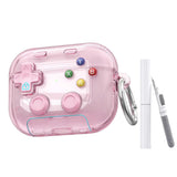 Case Cover for AirPods 4 Case Cover with Pressable Button Safety Lock & Phone Stand Clear Pink