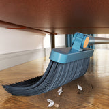 180-Degree Rotating Broom and Foldable Standing Dustpan Set with Scraper for Home Office Blue