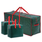 3pc Large Christmas Tree Storage Bags – PE Water-Resistant with Reinforced Handles & Zipper Green
