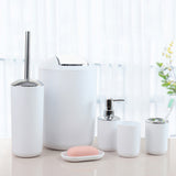 6PCS Bathroom Accessories Set Soap Dispenser Toothbrush Holder White
