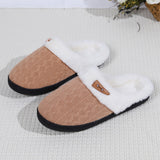 Warm Knit House Slippers for Women Comfy Slippers Indoor Outdoor Soles Dark Khaki