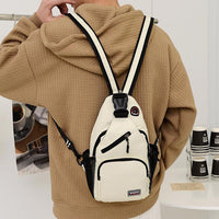 Water-resistant Travel Chest Pack Outdoor Shoulder Sling Bag Crossbody Bag with Earphone Hole White