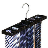 2Pcs Belt and Tie Hangers for Closet Organizer with 20 Hooks Black