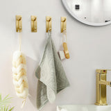 4 PCS Stainless Steel Double Adhesive Hooks with 3kg Capacity Gold