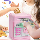 Electronic ATM Piggy Bank with Password Lock for Coins – Money Saving Box Toy Gift Light Pink