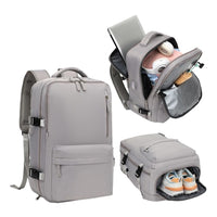 Expandable Travel Backpack Large Water-Resistant Carry on Backpack with Shoe Compartment Gray