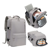Expandable Travel Backpack Large Water-Resistant Carry on Backpack with Shoe Compartment Gray