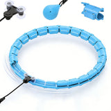 32-Section Weighted Hula Hoop Adjustable Fitness Hoop with Massage Rollers Detachable Exercise Hoop Blue