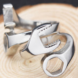 Stainless Steel Industrial Punk Ring Wrench Shape for Men and Women Silver