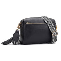 Crossbody Purse for Women Zipper Cell Phone Handbag with Adjustable Guitar Strap Black