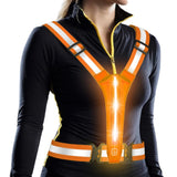 3-Mode LED Reflective Sports Vest for Running Cycling Night Activities Orange