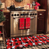 2Pcs Set Christmas Floor Mats Non-Slip Kitchen Mats Xmas Doormats Style 3