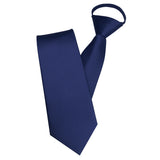 Pre-Tied Zip Necktie 8cm for Men Wedding Business Formal Navy Blue