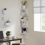 5 Tier Corner Zigzag DVD CD Storage Shelf Wall Mount Display Rack White