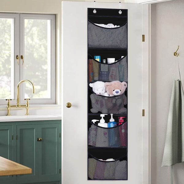 Over Door Organizer for Stuffies Toy Hanging Storage Net Bag for Animals Stuffy Black
