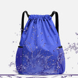 Sports Drawstring Backpack with 2 Pockets Large-Capacity Basketball Bag Royal Blue