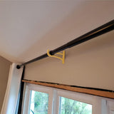 2PCS Metal Support Curtain Rod Pole Wall Bracket Holder Hook Rack Gold