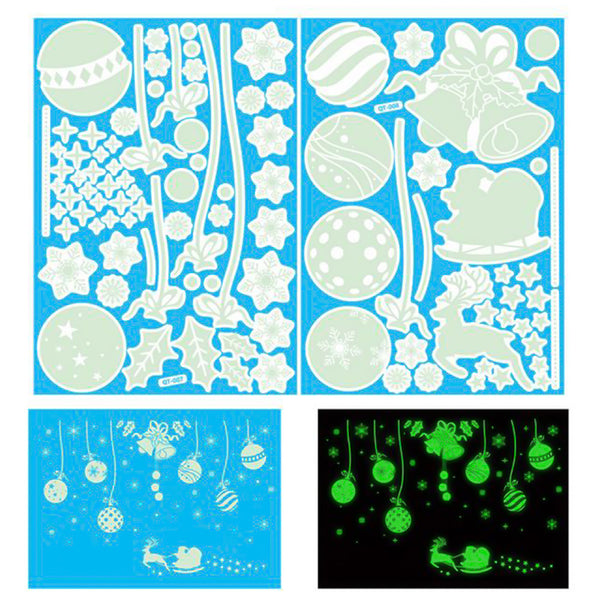 Glow-in-the-Dark Christmas Decoration Sticker Static Cling Xmas Window Decals Balloon Style