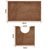 2 PCS Absorbent Bathroom Mat and U Shape Toilet Rug Set Khaki