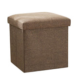 Foldable Shoe Bench Storage Ottoman with Thick Foam Seat Lid Coffee
