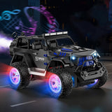 Remote Control Car with Color Lights Stickers Rechargeable Off Road Truck Black