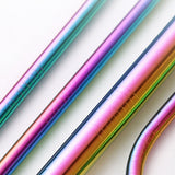 17Pcsk Reusable Stainless Steel Metal Straws with Cleaning Brushes and Pouch Colorful