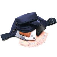 Casual Chest Bag Multi-Pocket Waist Bag for Sports Traveling Workout Dark Blue