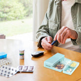 7-Compartment Folding Pill Case Portable Travel Daily Pill Organizer Blue