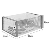 2 Pcs Shoe Storage Boxes Organizers Clear Plastic Stackable for Entryway Closet Gray