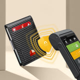 Mens Slim Leather Wallet – RFID Bifold Money Clip Front Pocket Card Holder Carbon Black