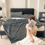 Soft Fleece Bubble Blanket for Sofa Bed Home Decor Elegant Gray