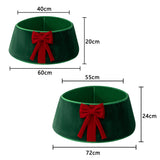 Christmas Tree Skirt Collar with Bow for Stand and Wire Cover Green
