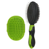 2PCS Pet Grooming Tools Double-Sided Brush for Shedding and Bathing for Short/Long Haired Dogs Cats Green