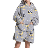 Adult Extra Long Oversized Hoodie Wearable Blanket Plush Sweatshirt Soft Fleece Panda