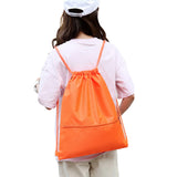 Water-resistant Drawstring Backpack Bag Portable Gym for Outdoor Travel Orange