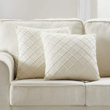 Velvet Cushion Cover Rhombus Pleated for Bedroom Sofa Window Seat Beige