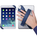 360 Degree Rotating Tablet Holder Stand with PU Leather Hand Strap Blue