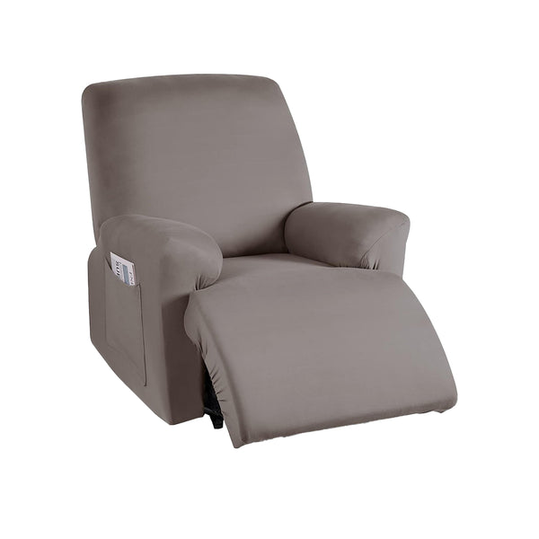 Full Wrapped Stretch Recliner Chair Cover Elastic Recliner Sofa Slipcover Light Brown