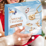 Christmas Advent Calendar Jewelry Set Earrings Rings Necklaces Keychains Blue