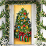 Christmas Door Cover Background Cloth Porch Backdrop Banner for Home Holiday Party Decoration Style 4