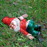 Funny Drunk Dwarf Figurine Garden Gnome Statue Patio Yard Lawn Ornament Decor Red