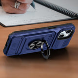 Wallet Card Slot Shockproof Protective Case Compatible With iPhone 17 and 18 Series Blue
