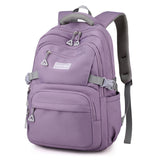 Solid Nylon Backpack Teenage Girls School Shoulder Bag Purple