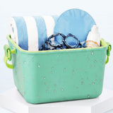 Silicone Beach Bag Foldable Waterproof with Handle for Camping Seaside Green