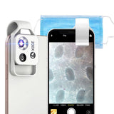 200X Zoom Phone Microscope Lens with LED Light Portable Digital Microscope for Smartphones White