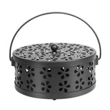 2PCS 14cm Metal Mosquito Coil and Incense Holder with Lid Floral Cutout Design Blue And Black