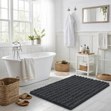 Chenille Bathroom Rug Mat with Non Slip Rubber Backing for Home Decor Grey
