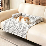 Thick Plush Dog Bed Mats with Neck Head Support for Small and Medium Dogs Cats Gray