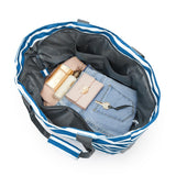 Large Foldable Sandproof Beach Tote Bag with Zipper Shoulder Bag Blue